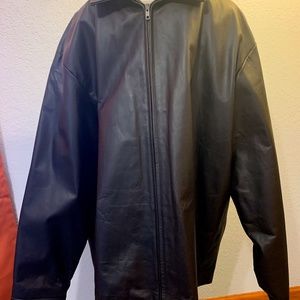 Men's Black Genuine Leather Gap Jacket